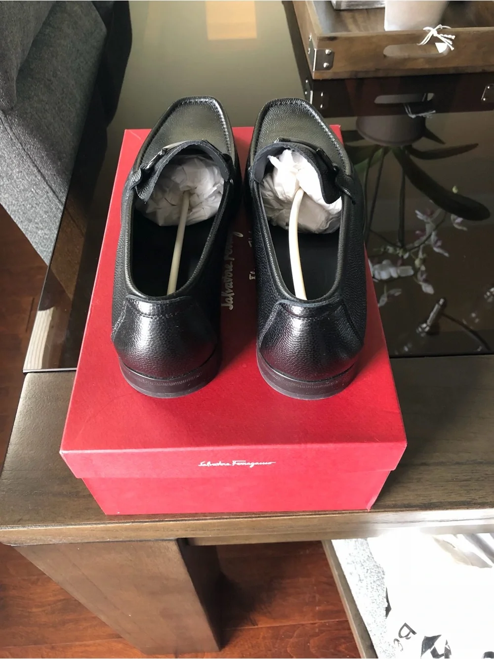 Salvatore Ferragamo Regal Gancini Pebble Leather Loafers Black Men’s 10.5 D NIB - Picture 4 of 6